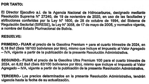 Suben los precios de la gasolina premium y ultra premium en Bolivia: nuevo ajuste impacta en los consumidores