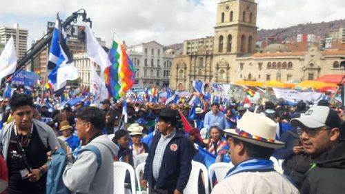 Festejo del 29 aniversario del Movimiento al Socialismo en la Plaza San Francisco