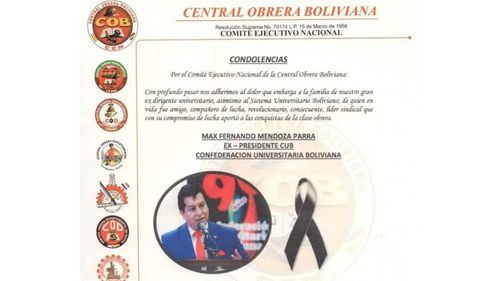 Reportan el deceso del exdirigente universitario Max Mendoza