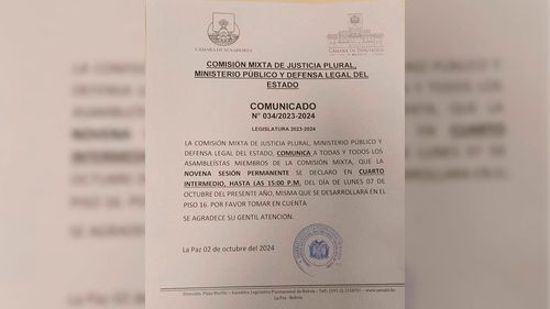 Comisión Mixta de Justicia Plural declara cuarto intermedio hasta el lunes 7 de octubre