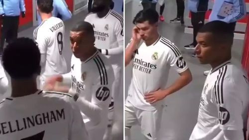 Bellingham ignora a Mbappé en vestidores del Real Madrid tras acabar el primer tiempo