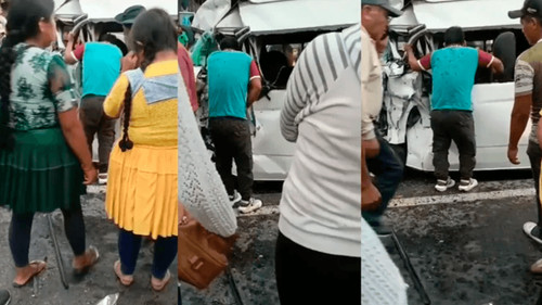Hijo llora desconsolado tras la muerte de su padre en accidente en Villa Tunari