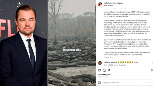 DiCaprio alerta sobre incendios en Bolivia en su perfil de Instagram